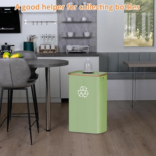 iEGrow 29 Gallons Recycling Bins for Kitchen, Indoor Recycle Bins with Lid, 110L Large Recycle bin with 2 Removeable Reusable Inner Bags, for Bottles Cans Glass Plastice Cartons(Green) - Image 5