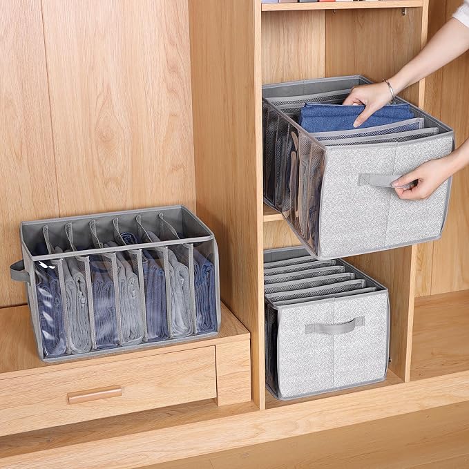 Zilink Upgraded Pants Organizer with Support Board Clear Jeans Organizer for Closet with 7 Grids Wardrobe Clothes Organizer for Jean Pant Sweater Legging T-Shirt, 6 Pack - Image 6