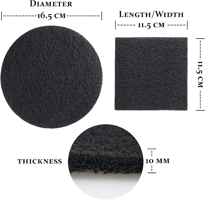 RED FACTOR 8 Pack Extra Thick Charcoal Filters for Kitchen Compost Bins - Activated Carbon Replacement Filters for Odor Free Buckets (4 Round, 4 Square) - Image 3