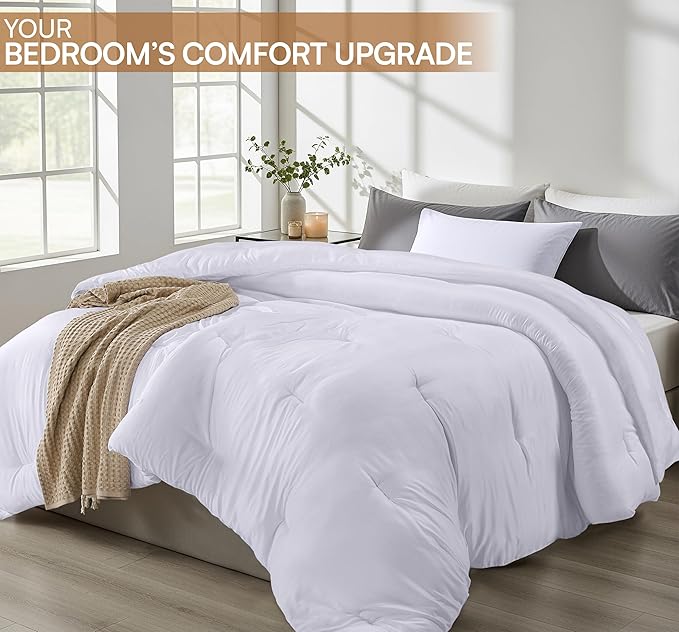 Utopia Bedding Comforters Full Size, All Season Duvet Insert, Down Alternative Full Comforter with Corner Tabs, Machine Washable Bed Comforter 82 x 86 Inches (White)