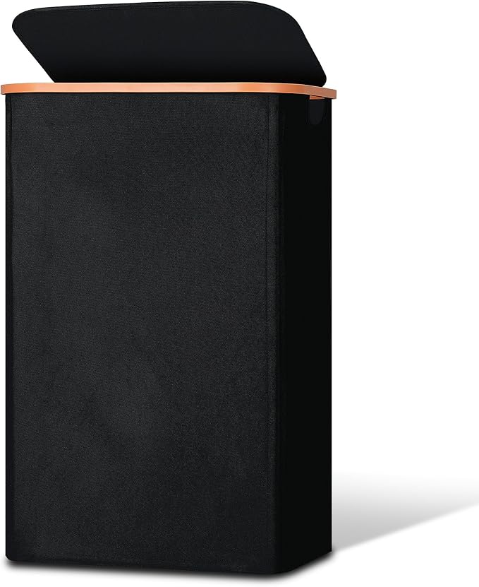 Vincona Slim Laundry Basket with Lid, Narrow Dirty Clothes Hampers for Laundry with Handle, Skinny Laundry Bin for Laundry Room, Dorm, Bedroom and Bathroom, 26.4 Gallon (100L) Black by Vincona