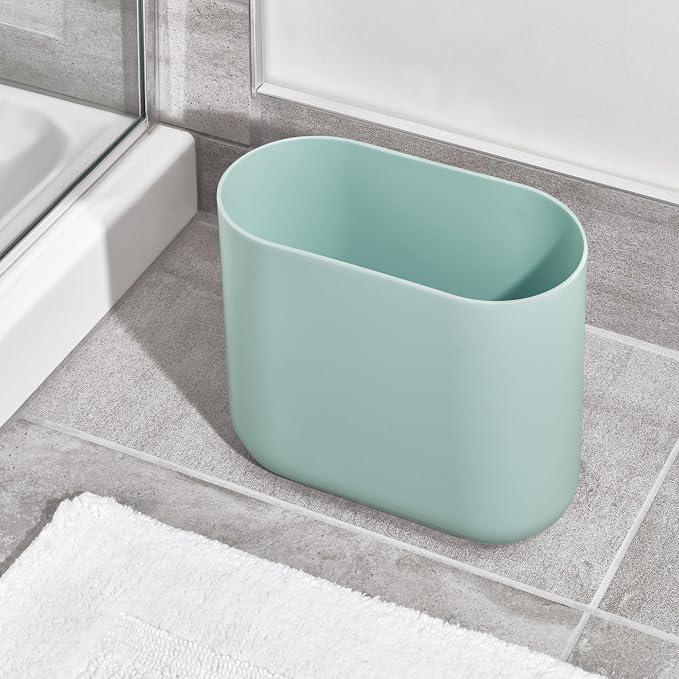 iDesign Small Slim Plastic Bathroom Trash Can, Garbage Can for Bedroom, Office, Desk, Dorm, 2-Pack, Blue - Image 7