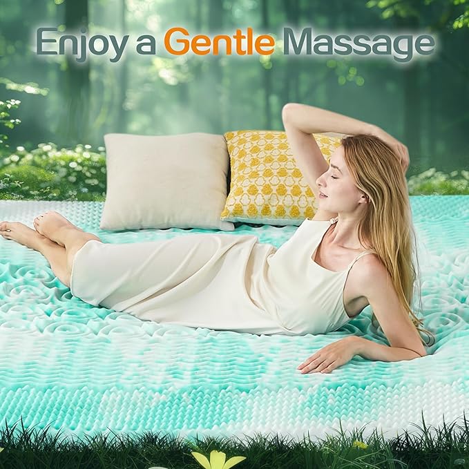 SINWEEK 2 Inch Mattress Topper 5-Zone Memory Foam Mattress Topper Pressure Relieve Soft Mattress Pad, CertiPUR-US Certified, King Size, Green