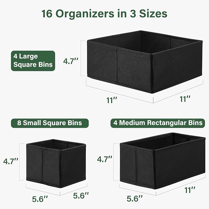 Kootek 16 Pack Drawer Organizer Clothes, Dresser Drawer Organizers for Clothing Fabric Foldable Closet Organizers and Storage Bins for Baby Clothes, Nursery, Underwear, Bras, Socks - Image 2