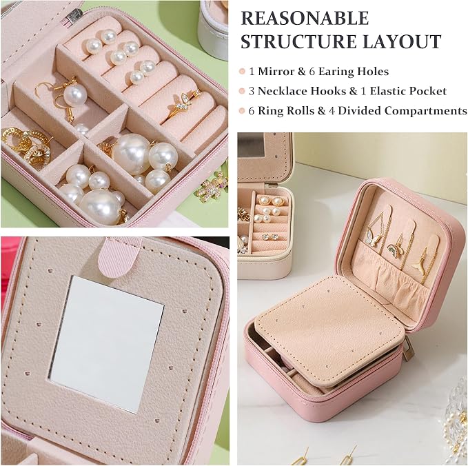 MODENGKONGJIAN Travel Jewelry Case for Women Fashion, Ring Necklace Earring Jewelry Holder Organizer Box, Small Portable Jewellery Storage, Initial U - Image 3