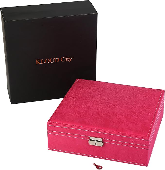 Two-Layer Jewelry Box Organizer Display Storage case with Lock (Rose) - Image 3