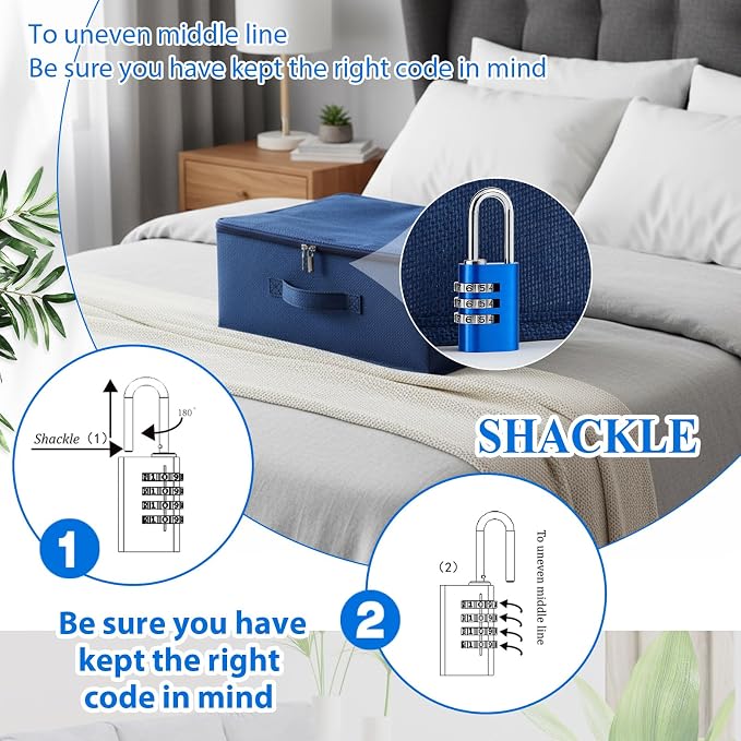 Briwooody Discreet Lockable Toy Bag Storage Organizer Toy Bag Storage Bins Case with Zipper Lid for Women and Men Clothes Container(Dark Blue,15 x 10 x 6.3 Inch) - Image 3