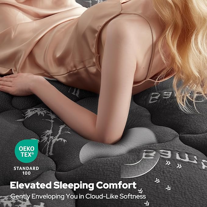 BEDLORE Twin Mattress Topper Viscose Derived from Bamboo, Thick Pillow Top Mattress Pad with Stretchable Pockets for 6"-15" Mattress, Soft Breathable Mattress Topper for Back Pain Relief(Dark Gray)