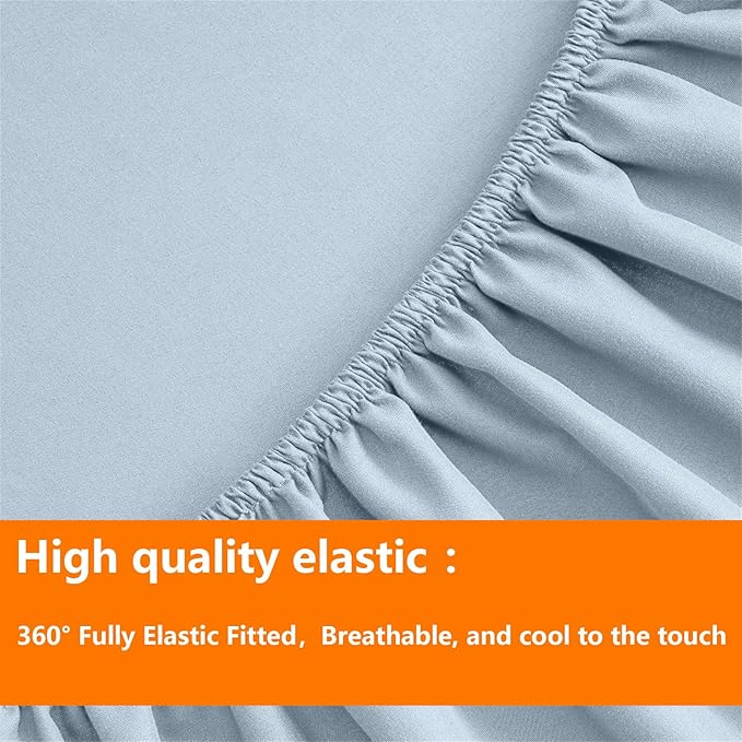 TAIMIT Light Blue Twin Size Comforter Set - 5 Pieces, Bed in a Bag Bedding Sets with All Season Soft Quilted Warm Fluffy Reversible Comforter,Flat Sheet,Fitted Sheet,1 Pillow Shams,1 Pillowcases