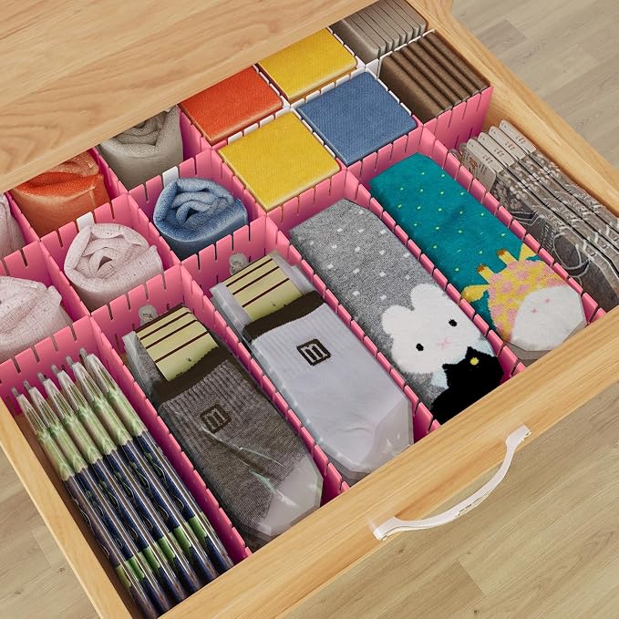 ALBAD Plastic Drawer Dividers Adjustable Drawer Organizer Dividers Separator for Tidying Clutter/Cutlery/Underwear/Socks/Clothes/Dresses/Boxes/Bins in Kitchen Bathroom Bedroom Office (8) - Image 5