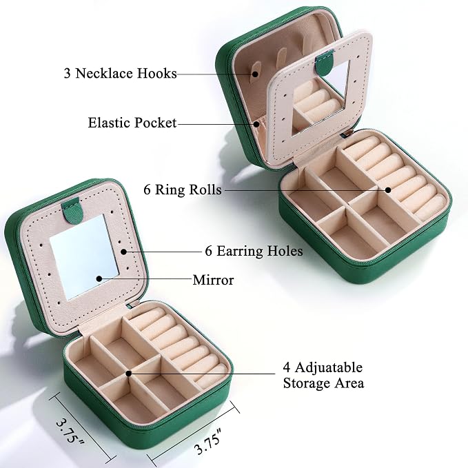 Parima Gifts for Grandkids Women Friendship - Personalized Initial Jewelry Box, Friends | Travel Essentials Small Box| Box Girls, Green - Image 3