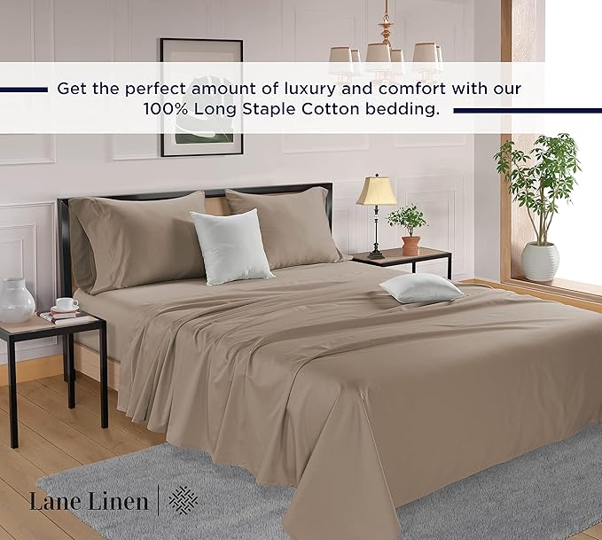 LANE LINEN Split King Sheet Sets for Adjustable Beds - 5 PCs, 600 Thread Count Split King Sheets Set - Sateen Weave King Split Sheets - Split Top King Sheets Set for Adjustable Bed - Taupe