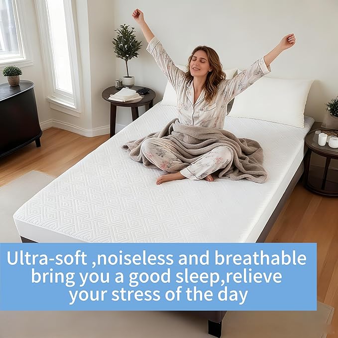 Waterproof Mattress Protector Twin Size,IPX5 Quilted Bed Mattress Cover 325GSM,6"-18''Deep Pocket Fitted Sheet,Ultra-Soft Noiseless Breathable Mattress Pad Cover,Vinyl Free Machine Washable
