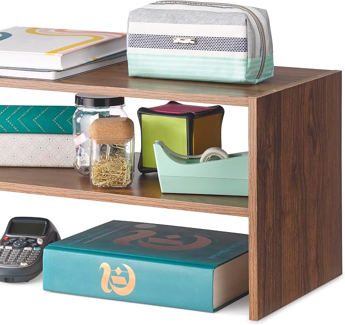 Whitmor Wood Stackable 2-Shelf Shoe Rack, Walnut, 24 inches，2 Pack - Image 5