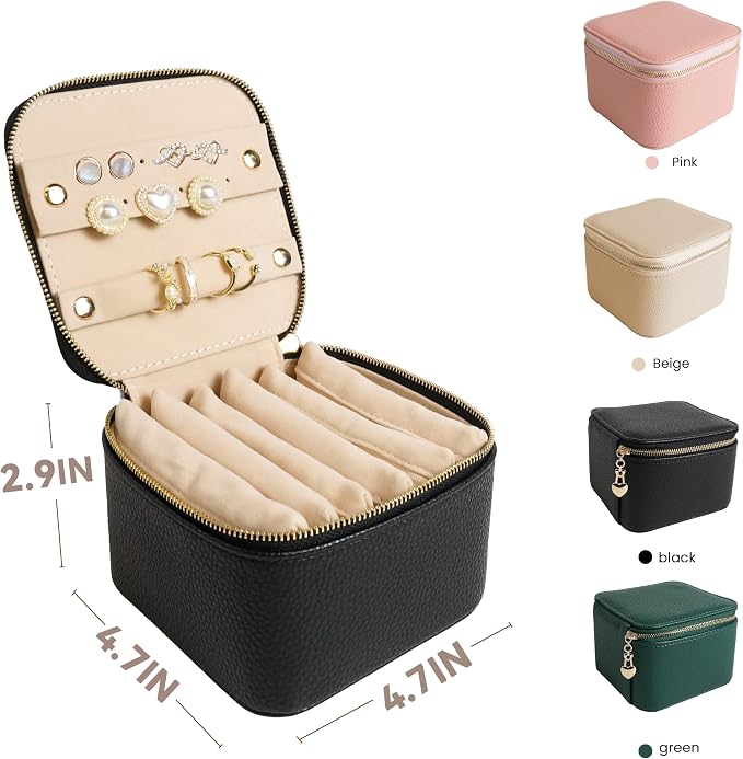 Travel Jewelry Case, Small Travel Jewelry Box with 6 Velvet Jewelry Bag Mini Pouch, Portable Travel Jewelry Organizer for Rings Earrings Necklaces, Beauty Gifts for Women Girls (Black) - Image 6