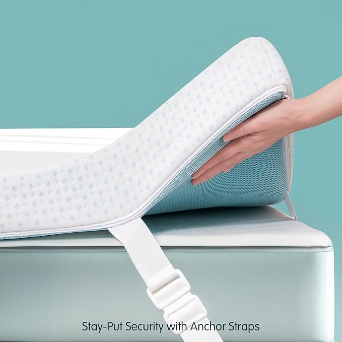 SyMax Memory Foam Mattress Topper, Gel Infused Foam Topper, Breathable Bed Topper with Cover, Pressure Relieving, CertiPUR-US Certified, 4 Inch(White Cover), Twin Size