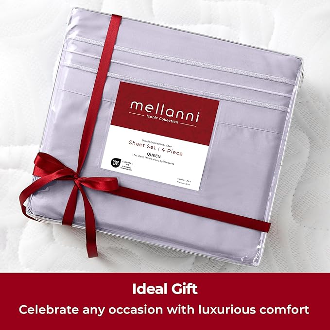 Mellanni Extra Deep King Sheets - 4 PC Iconic Collection Bedding - Hotel Luxury, Ultra Soft, Cooling Bed Sheets - Wrinkle, Fade, Stain Resistant (King, Lavender)