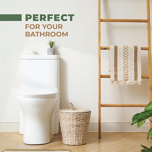 84ECO 3 Gallons White Wicker Trash Can with Lid and Liner - Image 2
