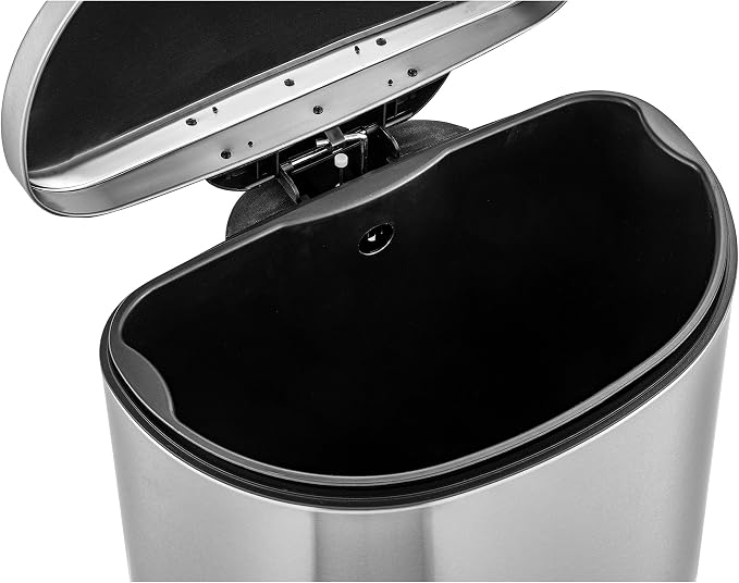QUALIAZERO 50L/13Gal Heavy Duty Hands-Free Stainless Steel Commercial/Kitchen Step Trash Can, Fingerprint-Resistant Soft Close Lid Trashcan, 13Gal, D Shape - Image 8