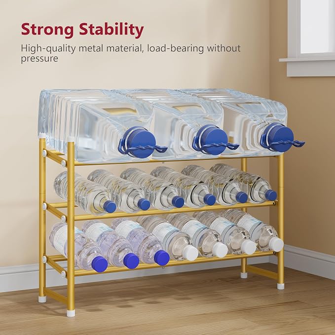Tajsoon Expandable Shoe Rack for Closet 3 Tier, 28“-41“Adjustable & Stackable Shoe Shelf Storage, Metal Shoe Rack Organizer for Front Door Entrance, Closet, Garage, Entryway, Gold - Image 5