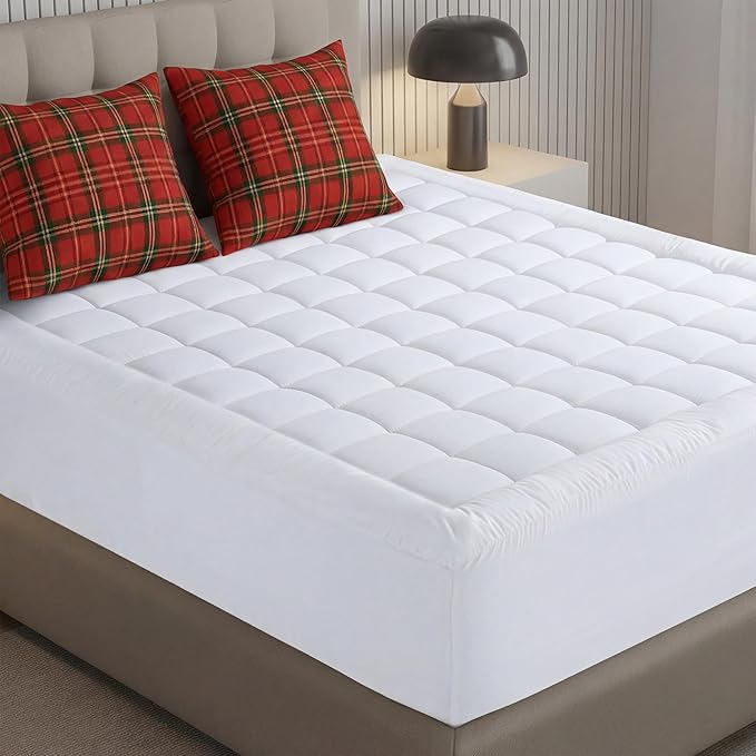 Utopia Bedding Full Mattress Pad, Quilted Fitted Premium Mattress Protector, Deep Pocket Cover Stretches up to 16 Inches, Fluffy Pillow Topper (54x75 Inches, White)