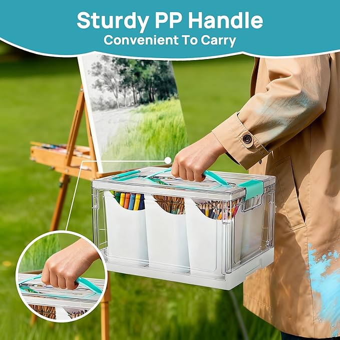 Vtopmart 24 QT Clear Plastic Craft Organizer with 6 Detachable Inserts, Art Supply and Tool Storage Box for Craft, Crayon,Pencils,1 Pack - Image 3