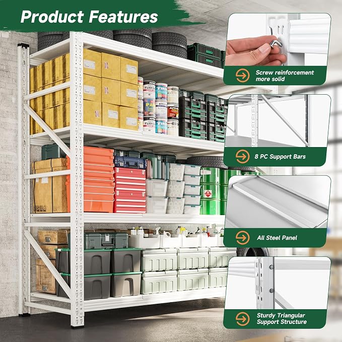 Letaya 6000LBS Storage Shelves Heavy Duty,79" W Garage Shelving Units, 4 Tier Adjustable Utility Rack Shelf,Large Metal Industrial Shelves,for Shop,Warehouse,Basement (79" W x 24" D x 79" H) - Image 5