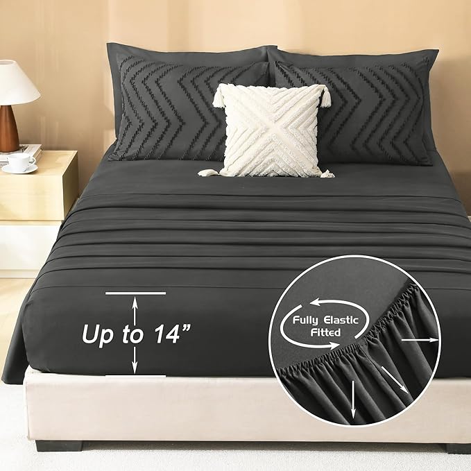 Litanika Dark Grey Queen Size Comforter Set with Sheets - 7 Pieces Bed in a Bag Queen Tufted Complete Bedding Sets with Comforter, Sheets, Pillowcases & Shams