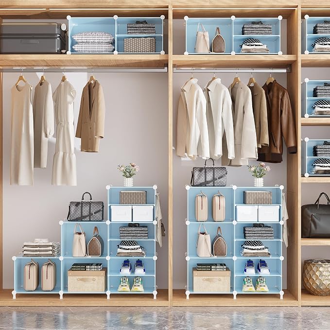 AWTATOS Closet Organizer 8 Cube Storage Shelves Closet Storage Clothes Organizers Stackable Cubby Shelving for Closet Bedroom Living Room Blue - Image 6