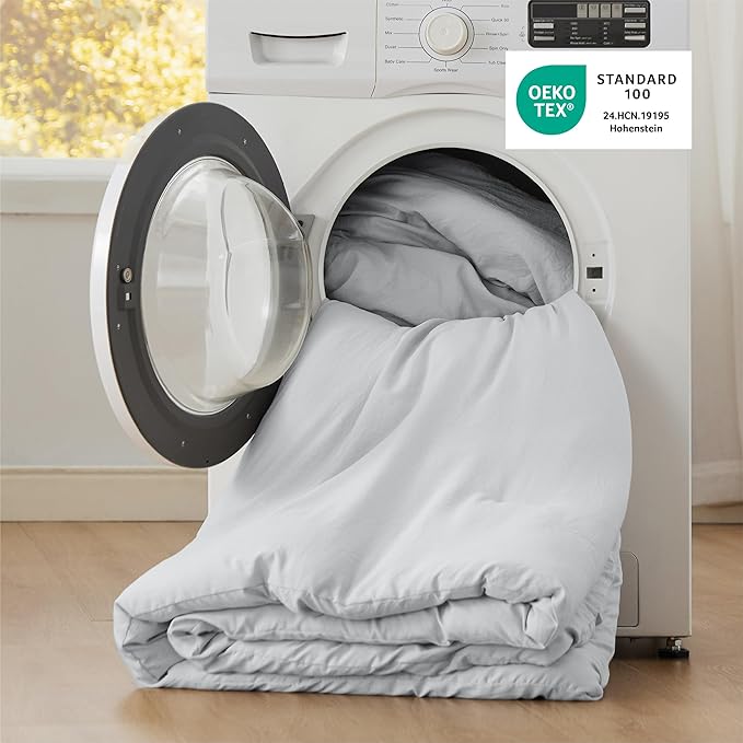 Bedsure California King Comforter Set, Light Grey Soft Prewashed Bedding for All Seasons, 3 Pieces GentleSoft™ Bed Set, 1 Lightweight Comforter (104"x96") and 2 Pillowcases (20"x36")