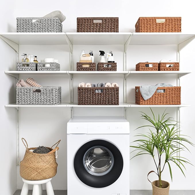 GRANNY SAYS Large Wicker Basket, Decorative Woven Basket for Storage, Waterproof Storage Basket Organizer, Wicker Storage Basket for Organizing, Brown Basket, 1-Pack - Image 6