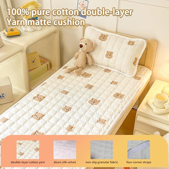 Baby Crib Mattress Cover Protector, Toddler Mattress 100% Cotton Mini Baby Mattress Protector Cushion,Toddler Mattress Topper。Cot Mattress Pad, Crib Cushion Bed Sheets