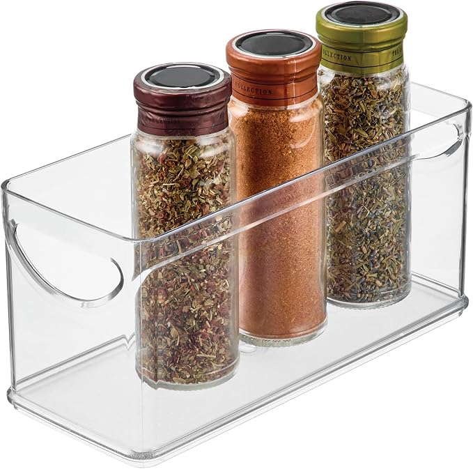 iDesign Recycled Plastic Cabinet and Pantry Storage Bin with Integrated Handles – 10” x 4.25” x 5”, Clear Bin by iDesign