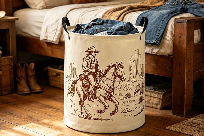 Kids Laundry Basket Cow Boy Hamper for Nursery Boys Hamper Cute Kids Storage Bin Organizer Room Decor for Home(Cow boy) - Image 4