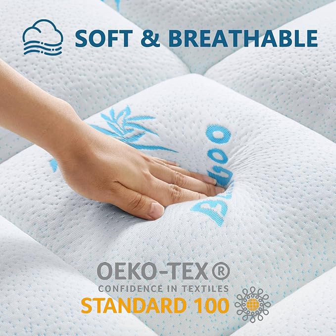 Mattress Topper Twin Size,Viscose Made from Bamboo Extra Thick Mattress Pad 8-21" Deep Pocket Soft Down Alternative Fill Mattress Protector Pillow Top Mattress Cover(39x75 Inches)