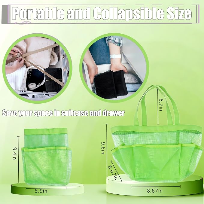 Attmu Mesh Shower Caddy Portable, Quick Dry Hanging Shower Tote Bag for College Dorm Room Essentials, Large Capacity Caddy Dorm for Bathroom Gym Swimming - Image 4