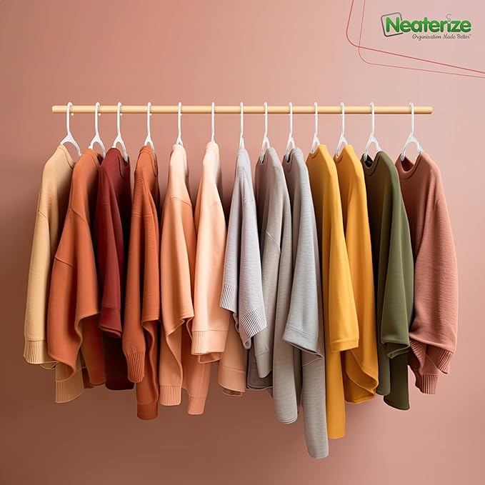 NEATERIZE Clothes Hangers Plastic 100 Pack for Adults - Plastic Hangers, The Perfect Coat Hanger and Space Saving Clothes Hangers for Closet - White Hangers - Image 5