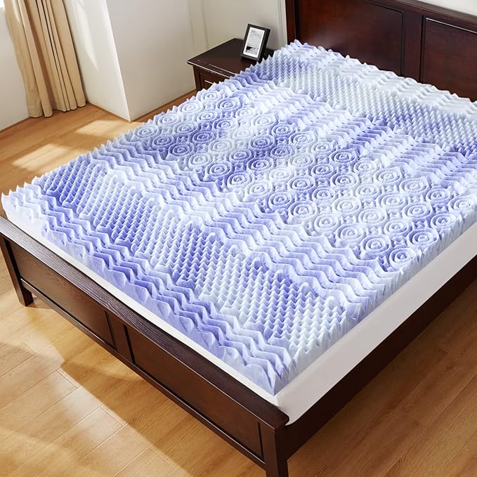 Dreamsmith 4 Inch 7-Zone King Memory Foam Mattress Topper, Cooling Gel Infused Foam Mattress Pad, King Size Bed, CertiPUR-US Certified