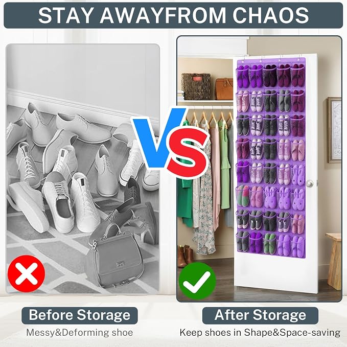 40-Pocket Over the Door Shoe Organizer - Large Mesh Pocket Hanging Shoe Organizer,Behind the Door Shoes Storage Holder Hanger - Image 4