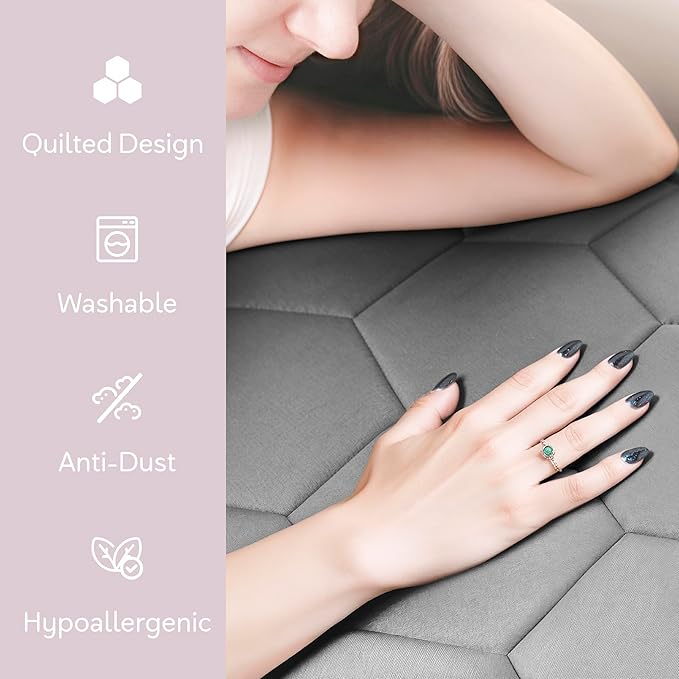 Hearth & Harbor Twin XL Size Quilted Fitted Mattress Pad Cover, 100% Waterproof Mattress Protectors, College Dorm Room Essentials, Deep Pocket Fitted Mattress Cover 8" - 21", Gray