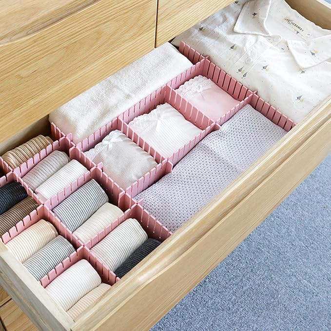 acDesign 40Pcs Grid Drawer Dividers, Adjustable Drawer Organizer for Socks, Underwear, Lingerie, Makeup, Bedroom Office Kitchen Storage (Pink) - Image 5