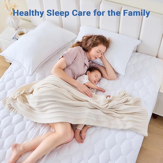 MUXHOMO 2 Pack Twin XL Mattress Protector, 100% Waterproof Quilted Mattress Cover Twin XL, Noiseless Soft & Cooling Mattress Pad Cover, Deep Pocket 6"-21", White