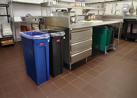 Rubbermaid Commercial Products Slim Jim Plastic Rectangular Trash/Garbage Can/Bin with Venting Channels, 16 GAL, Black, for Kitchens/Classrooms/Offices/Back of House - Image 4