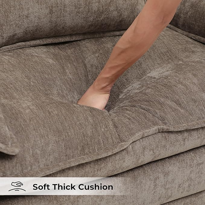 Oversized Accent Chair,Modern Chenille Cloud Sofa Chair with Deep Seat,Upholstered Armchair with Extra Thick,Comfy Accent Chair Reading Chairs for Living Room Bedroom Apartment Brown