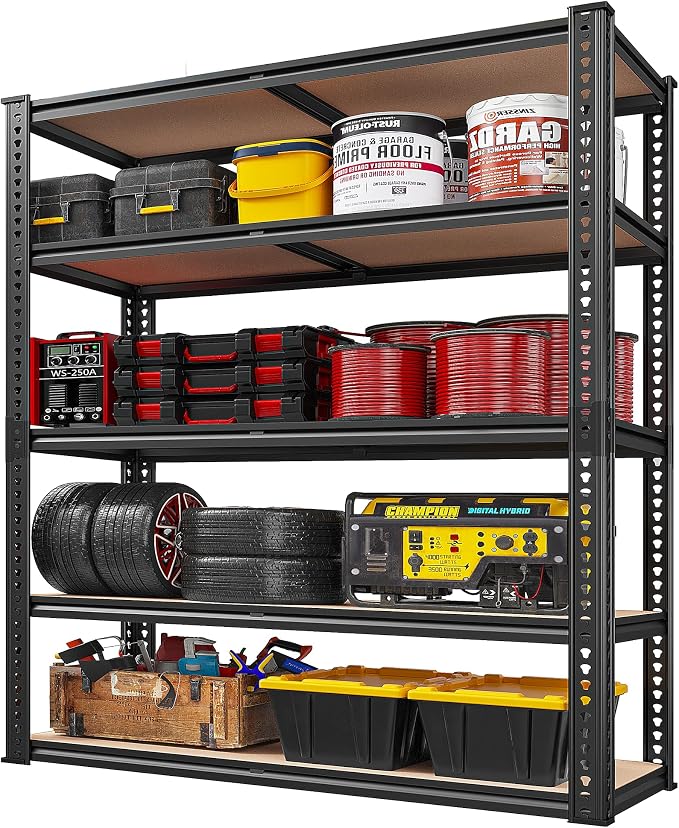 REIBII 40" W Garage Shelving 2500LBS Storage Shelves 72" H Metal Shelving 5 Tier Metal Shelves Adjustable Pantry Shelf for Garage Closet Kitchen Basement 40" W x 19.7''D x 72''H - Image 8