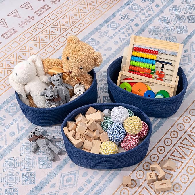 CubesLand Storage Basket, Cotton Rope, Navy Blue, 2 Pack, Organizing/Storage, Closet, Shelves, Decorative - Image 2