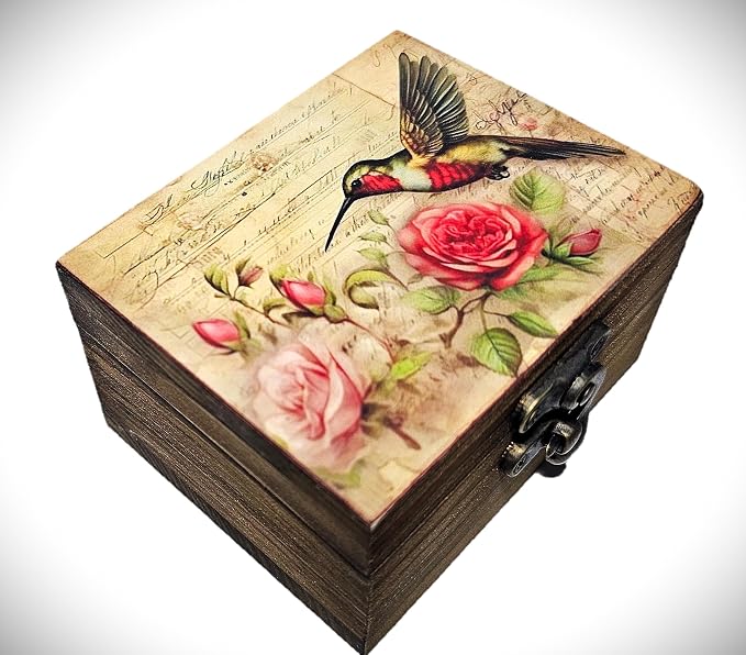 JB&C Premium Hummingbird Trinket Box Small Jewelry Keepsake Box | Earrings Necklace Storage Box for Girls Women | Bird lovers Gift Idea, Animals Ornaments for Home Décor (3HBS) by JB%26C+Premium