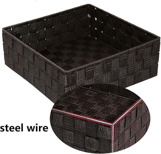 Posprica Woven Storage Baskets for Organizing, Small Baskets Cube Bin Container Tote Organizer Divider for Drawer, Closet, Shelf, Dresser, Set of 4(Brown) - Image 4