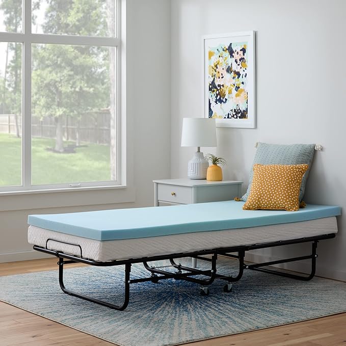 Linenspa Memory Foam Mattress Topper, Small Twin Size - 2 Inch Gel Infused Memory Foam - Plush Feel - Cooling and Pressure Relieving - CertiPUR Certified