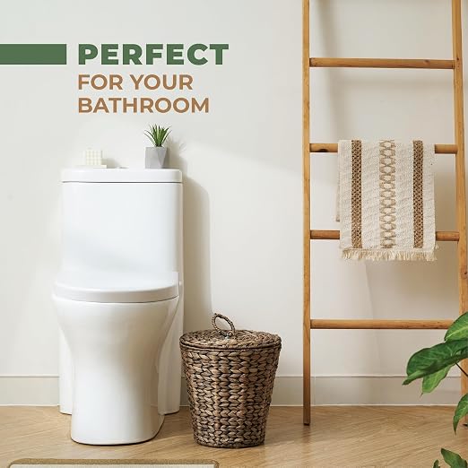 84ECO 3 Gallon Black Wicker Trash Can with Lid and Liner - Image 3